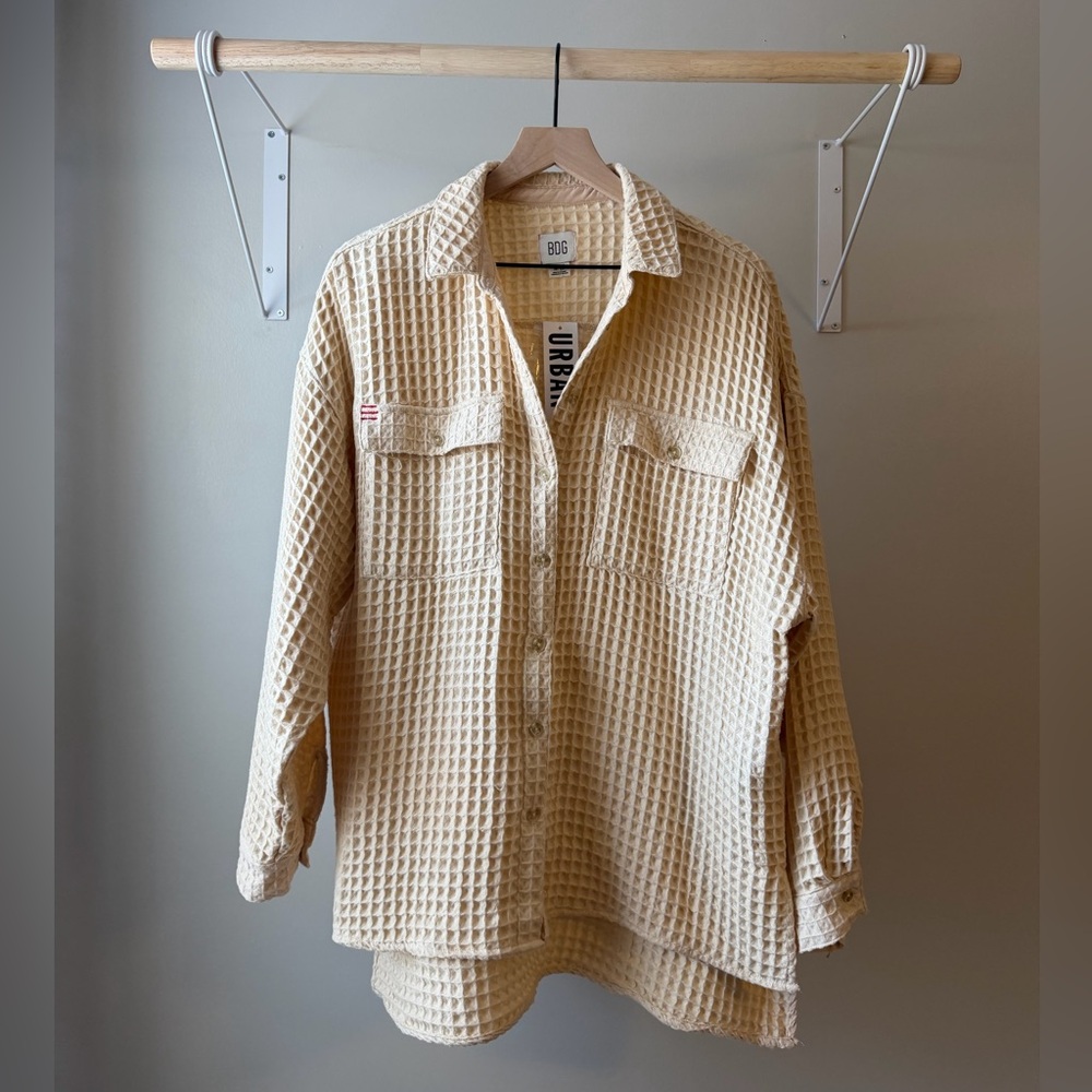 BDG Stanley Waffle Oversized Button Down Shirt